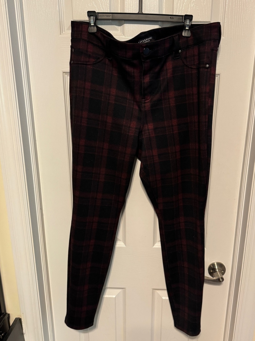 Liverpool, Los Angeles, red and black check pants size 18 W